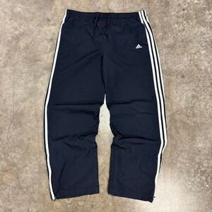 Adidas Navy Blue & White Striped Y2K Baggy Sweatpants Size L